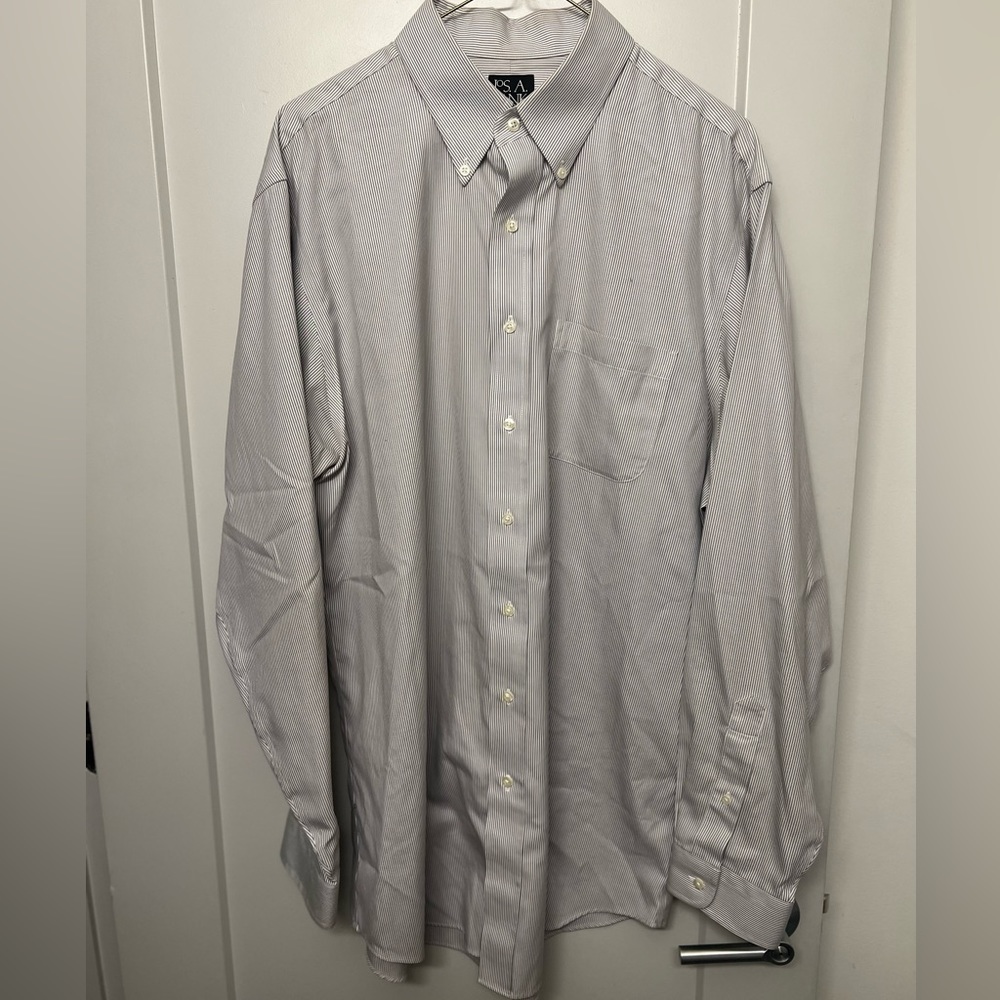 Jos. A. Banks dress shirt: gray and white stripes